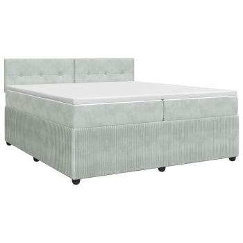 Boxspringbett mit Matratze Hellgrau 200 x 200 cm Samt