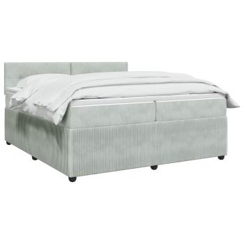 Boxspringbett mit Matratze Hellgrau 200 x 200 cm Samt