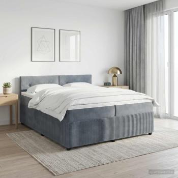 ARDEBO.de - Boxspringbett mit Matratze Dunkelgrau 200 x 200 cm Samt