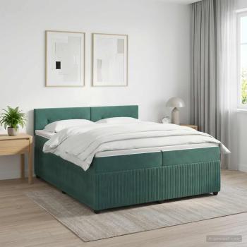 ARDEBO.de - Boxspringbett mit Matratze Dunkelgrün 200 x 200 cm Samt