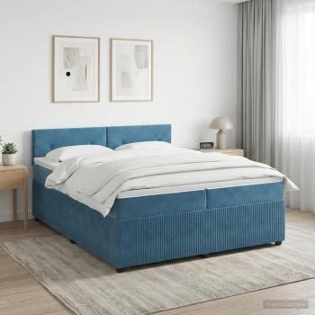 ARDEBO.de - Boxspringbett mit Matratze Dunkelblau 200 x 200 cm Samt