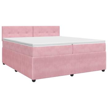Boxspringbett mit Matratze mit Kopfteil Rosa 200 x 200 cm Samt