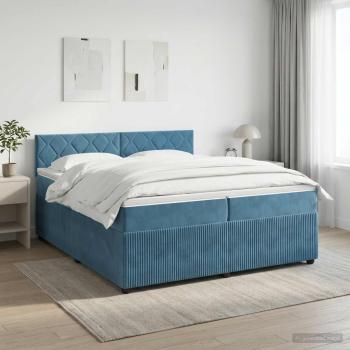 ARDEBO.de - Boxspringbett mit Matratze Dunkelblau 200 x 200 cm Samt