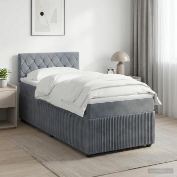 ARDEBO.de - Boxspringbett mit Matratze Dunkelgrau 90 x 190 cm Samt