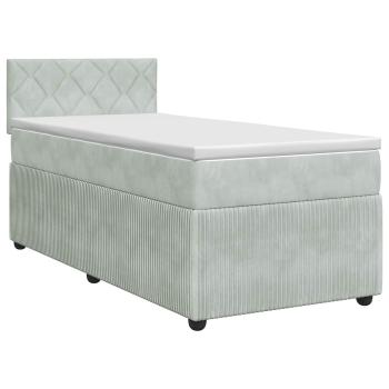 Boxspringbett mit Matratze Hellgrau 90 x 190 cm Samt