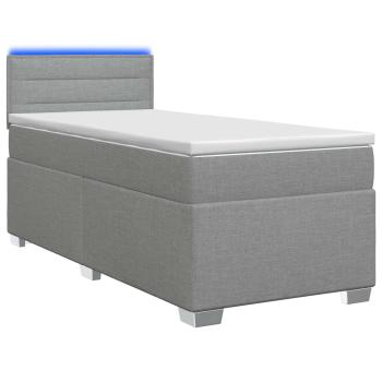Boxspringbett mit Matratze und LED Hellgrau 80 x 200 cm Stoff