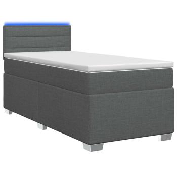 Boxspringbett mit Matratze und LED Dunkelgrau 80 x 200 cm Stoff