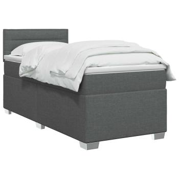 Boxspringbett mit Matratze und LED Dunkelgrau 80 x 200 cm Stoff