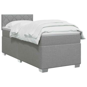Boxspringbett mit Matratze und LED Hellgrau 80 x 200 cm Stoff