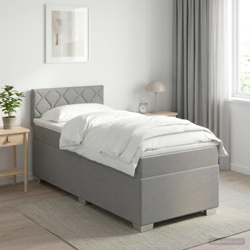 Boxspringbett mit Matratze und LED Hellgrau 80 x 200 cm Stoff