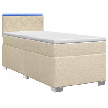 Boxspringbett mit Matratze und LED Creme 80 x 200 cm Stoff