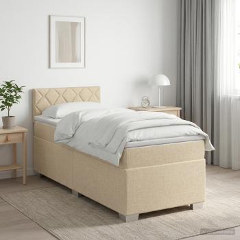 Boxspringbett mit Matratze und LED Creme 80 x 200 cm Stoff