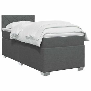 Boxspringbett mit Matratze und LED Dunkelgrau 90 x 190 cm Stoff