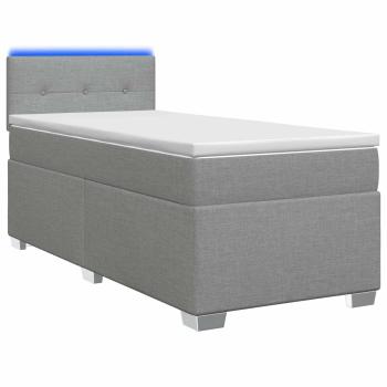 Boxspringbett mit Matratze und LED Hellgrau 90 x 200 cm Stoff