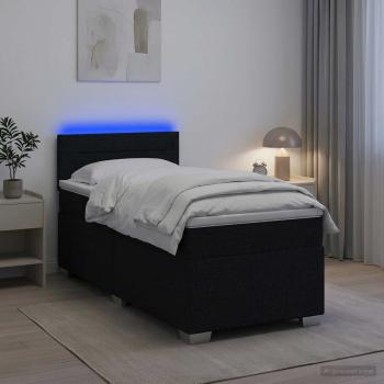 ARDEBO.de - Boxspringbett mit Matratze und LED Schwarz 100 x 200 cm Stoff