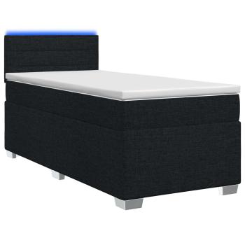 Boxspringbett mit Matratze und LED Schwarz 100 x 200 cm Stoff