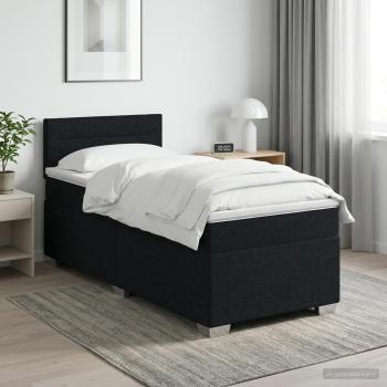 Boxspringbett mit Matratze und LED Schwarz 100 x 200 cm Stoff