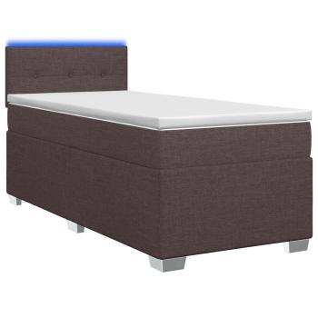 Boxspringbett mit Matratze und LED Dunkelbraun 100 x 200 cm