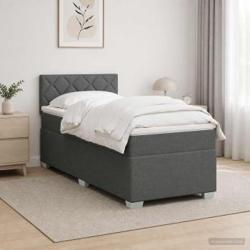 ARDEBO.de - Boxspringbett mit Matratze und LED Dunkelgrau 100 x 200 cm