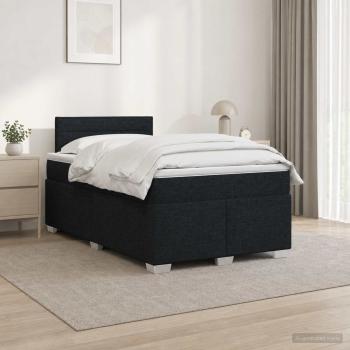 ARDEBO.de - Boxspringbett mit Matratze und LED Schwarz 120 x 190 cm Stoff