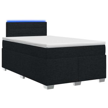 Boxspringbett mit Matratze und LED Schwarz 120 x 190 cm Stoff
