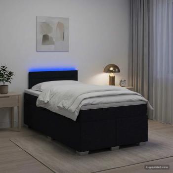 Boxspringbett mit Matratze und LED Schwarz 120 x 190 cm Stoff