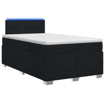 Boxspringbett mit Matratze und LED Schwarz 120 x 200 cm Stoff