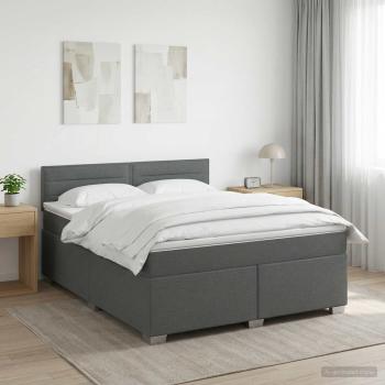 ARDEBO.de - Boxspringbett mit Matratze und LED Dunkelgrau 140 x 190 cm
