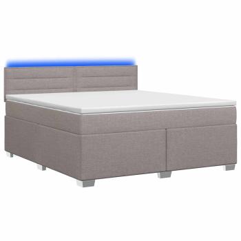 Boxspringbett mit Matratze und LED Taupe 140 x 190 cm Stoff