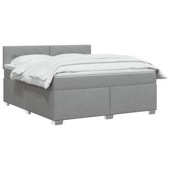 Boxspringbett mit Matratze und LED Hellgrau 140 x 190 cm Stoff