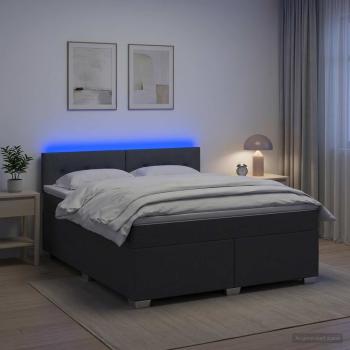 ARDEBO.de - Boxspringbett mit Matratze und LED Dunkelgrau 140 x 190 cm