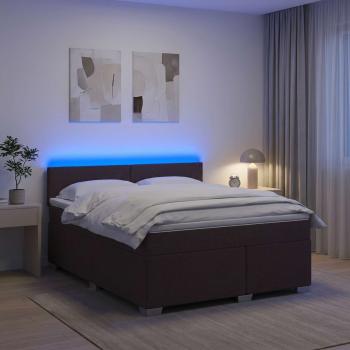 ARDEBO.de - Boxspringbett mit Matratze und LED Dunkelbraun 140 x 190 cm