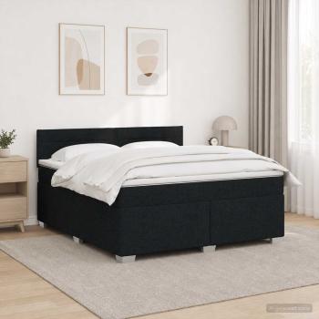 ARDEBO.de - Boxspringbett mit Matratze und LED Schwarz 140 x 200 cm Stoff