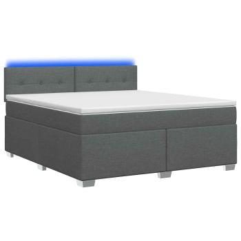 Boxspringbett mit Matratze und LED Dunkelgrau 140 x 200 cm