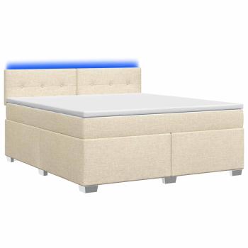 Boxspringbett mit Matratze und LED Creme 140 x 200 cm Stoff