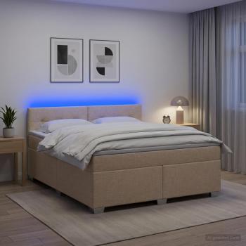 Boxspringbett mit Matratze und LED Creme 140 x 200 cm Stoff
