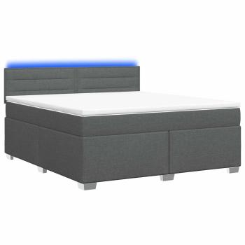 Boxspringbett mit Matratze und LED Dunkelgrau 160 x 200 cm