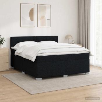 Boxspringbett mit Matratze und LED Schwarz 160 x 200 cm Stoff