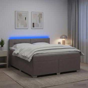 ARDEBO.de - Boxspringbett mit Matratze und LED Taupe 160 x 200 cm Stoff