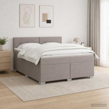 Boxspringbett mit Matratze und LED Taupe 160 x 200 cm Stoff