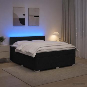 Boxspringbett mit Matratze und LED Schwarz 180 x 200 cm Stoff