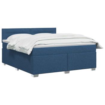 Boxspringbett mit Matratze und LED Blau 180 x 200 cm Stoff