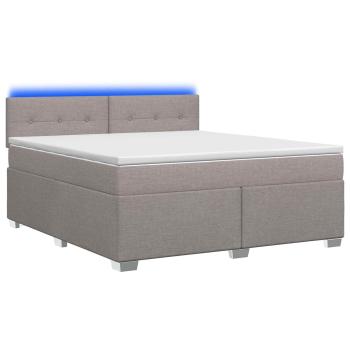 Boxspringbett mit Matratze und LED Taupe 180 x 200 cm Stoff