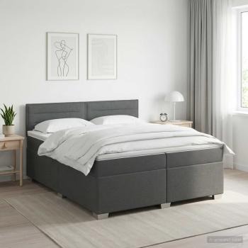 ARDEBO.de - Boxspringbett mit Matratze und LED Dunkelgrau 200 x 200 cm