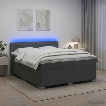 Boxspringbett mit Matratze und LED Dunkelgrau 200 x 200 cm