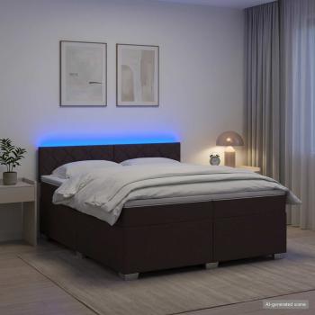 Boxspringbett mit Matratze und LED Dunkelbraun 200 x 200 cm