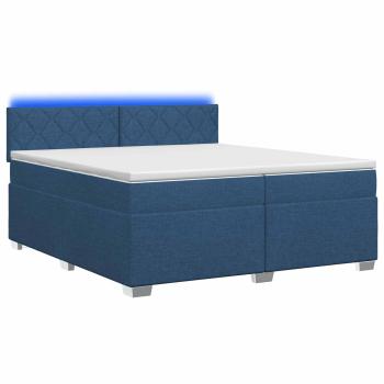 Boxspringbett mit Matratze und LED Blau 200 x 200 cm Stoff