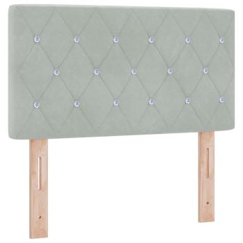 Boxspringbett mit Matratze und LED Hellgrau 80 x 200 cm Samt