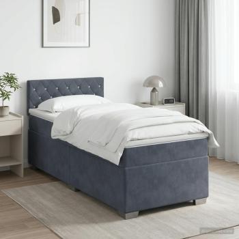 Boxspringbett mit Matratze und LED Dunkelgrau 80 x 200 cm Samt