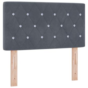 Boxspringbett mit Matratze und LED Dunkelgrau 80 x 200 cm Samt